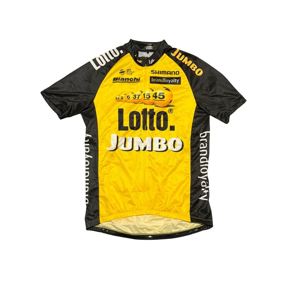 Shimano Team Lotto Jumbo Cycling Jersey Mens Large Yellow Black Bianchi UCI Tour